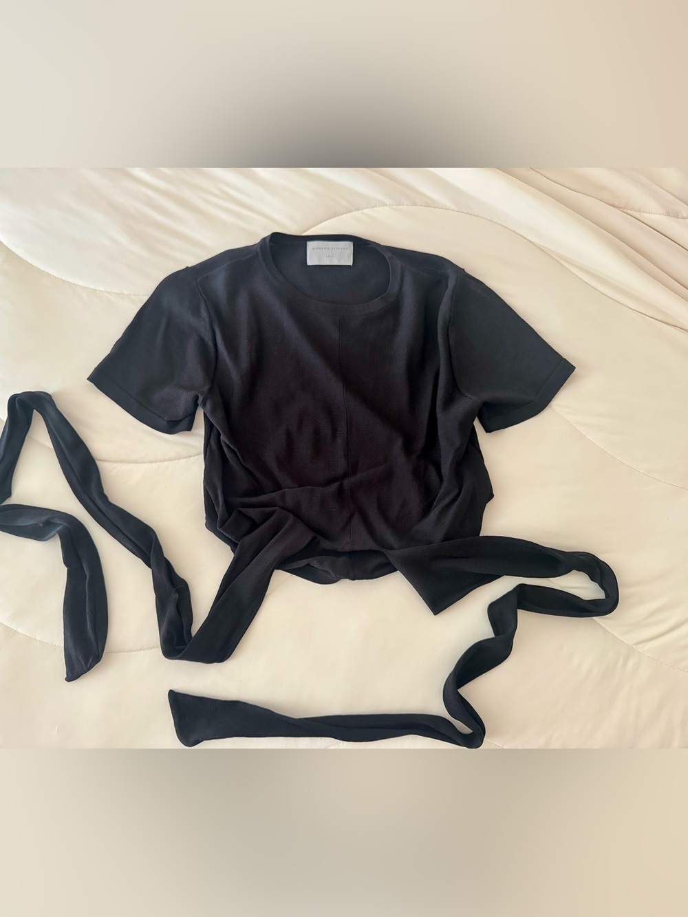 Modern Citizen Black Wrap Tie Waist Top Size S